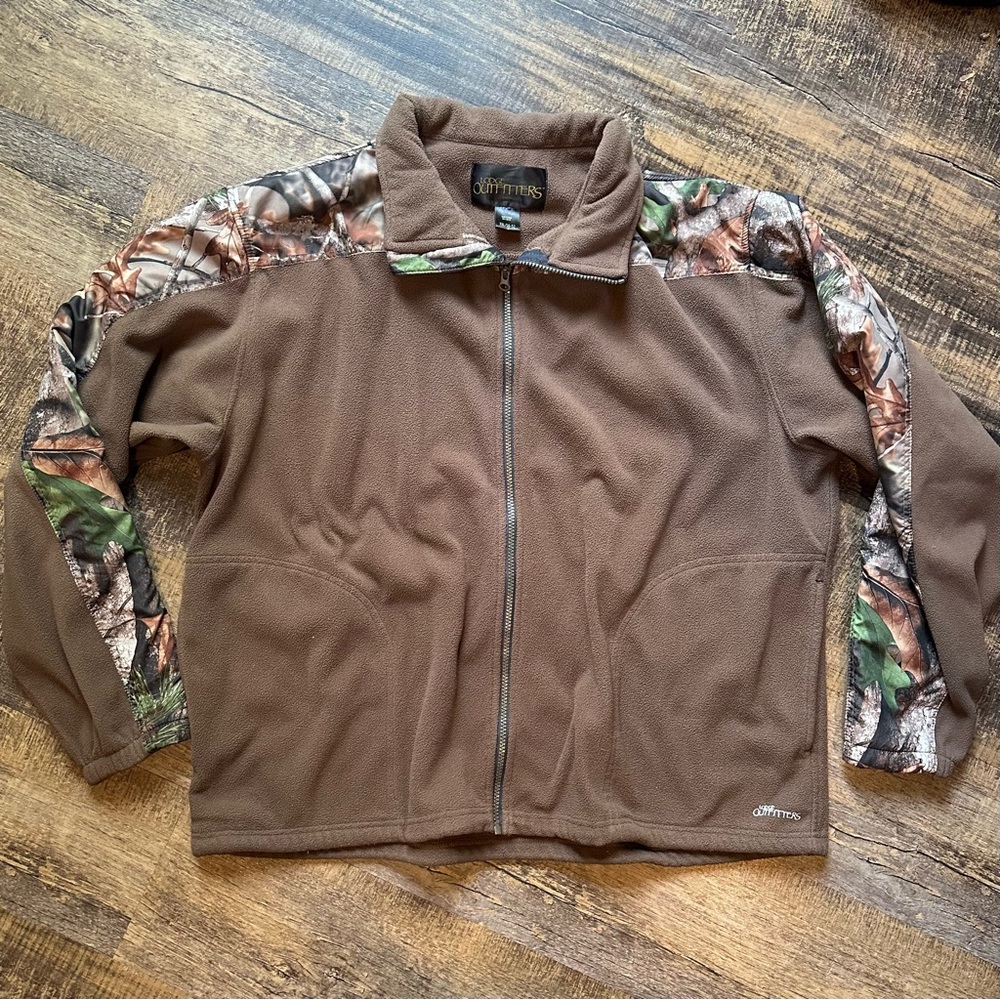 Lodge Outfitters Brown Camo Fleece Jacket Men’s XXL Hunting Outdoor